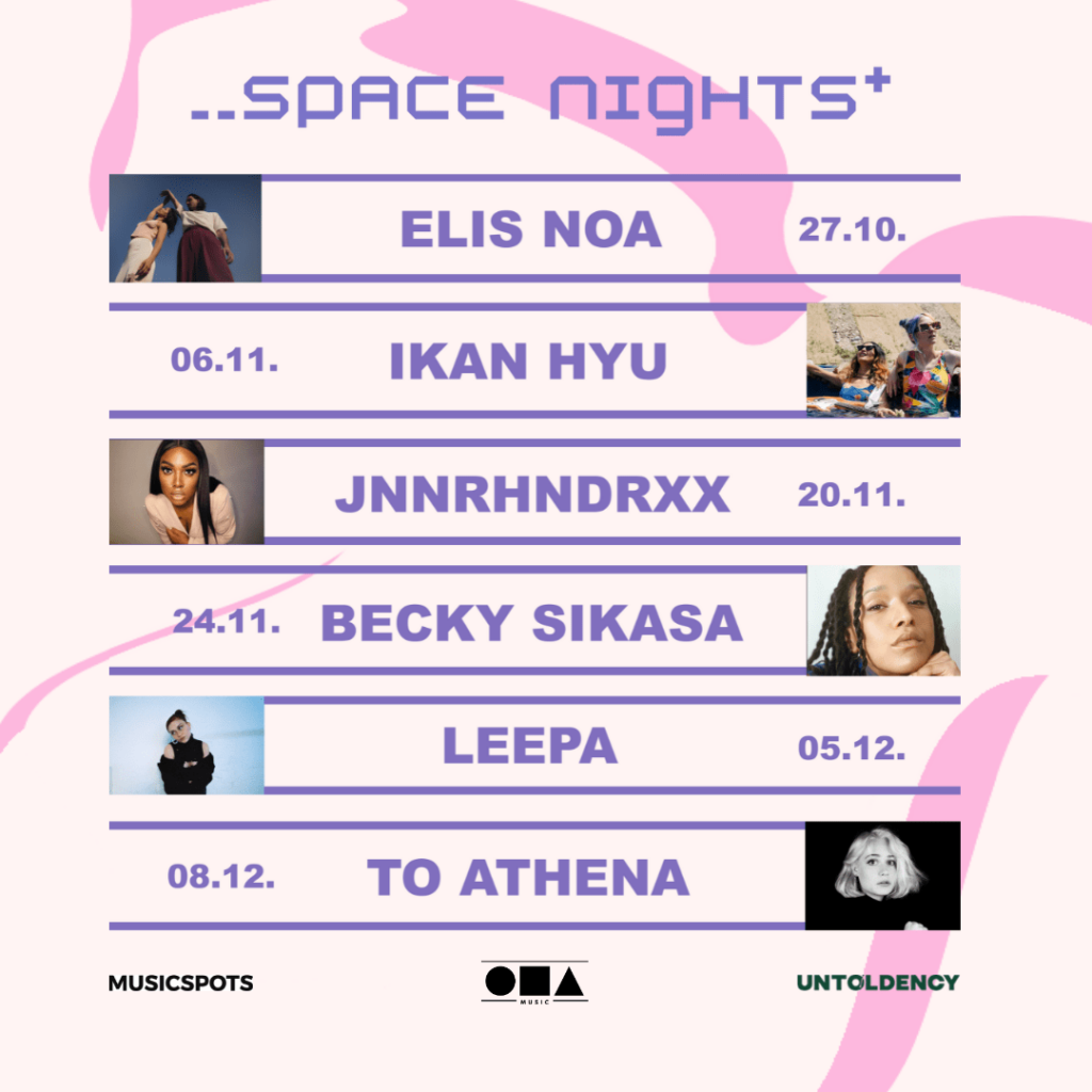 JnnrHndrxx, to athena, becky sikasa, leepa, ikan hyu, elis noa, space nights, hamburg, häkken, oha music, untoldency, untoldency proudly presents, verlosung, gewinnspiel